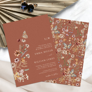 Terracotta Boho Monogram Wedding Invitation