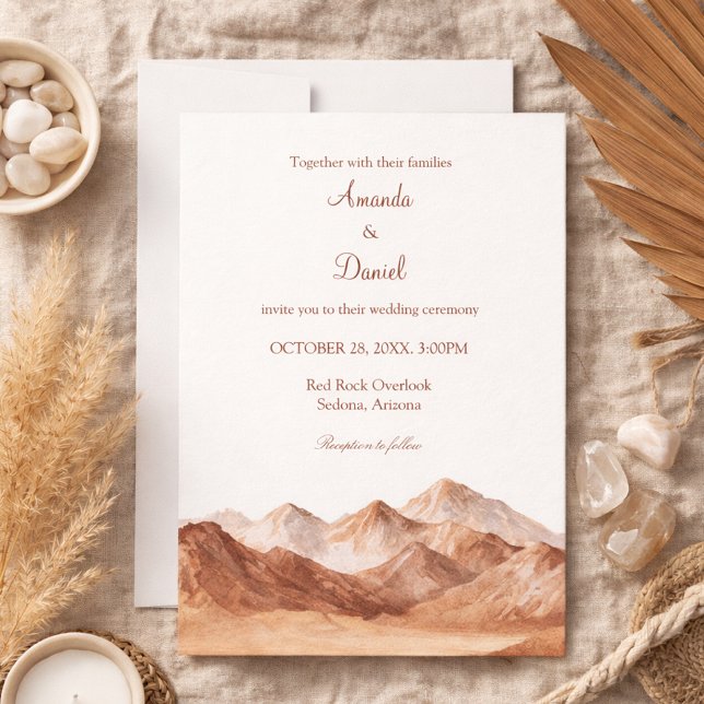 Terracotta Boho Mountain Southwest Wedding  Invitation (Creator Uploaded)