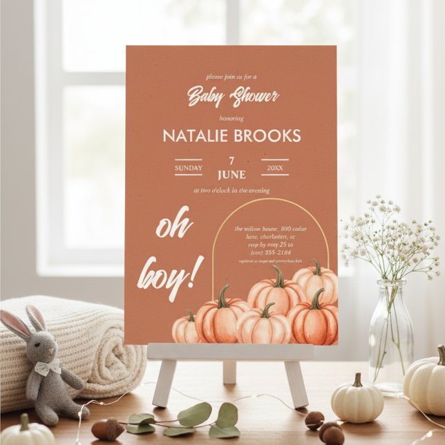 Terracotta Boho Pumpkin Fall Baby Shower Invitation (Creator Uploaded)