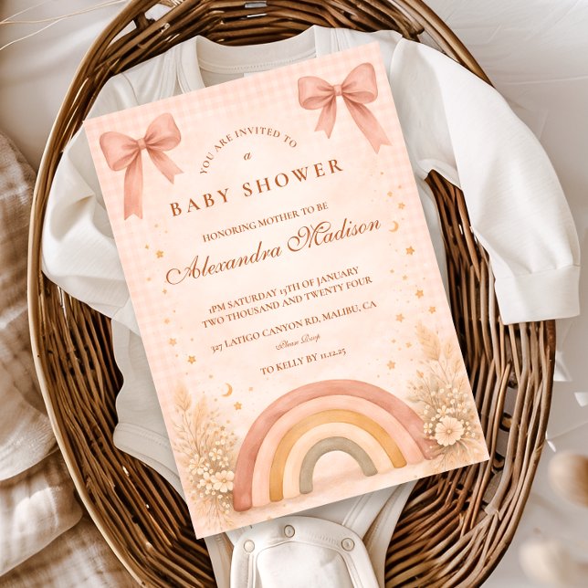 Terracotta Boho Rainbow Baby Shower Baby Shower Invitation (Creator Uploaded)
