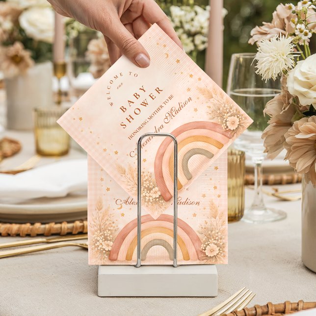 Terracotta Boho Rainbow Baby Shower Baby Shower Napkin (Creator Uploaded)