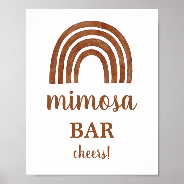 Terracotta Boho Rainbow Mimosa Bar sign (Front)