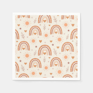 Terracotta boho rainbow pattern baby shower napkin