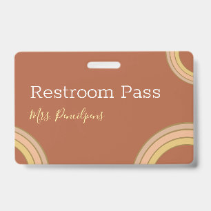 Terracotta Boho Rainbow Personalised Hall Pass ID Badge