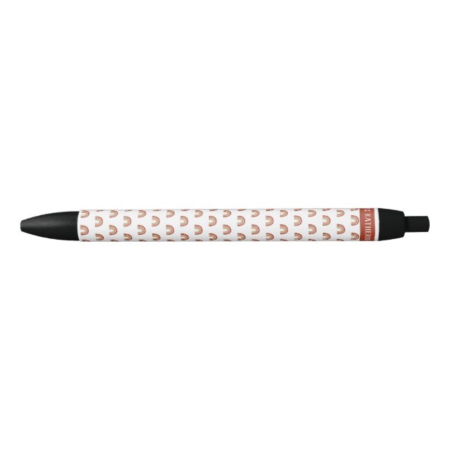 Terracotta Boho Rainbow Thank You Gift Black Ink Pen (Front)