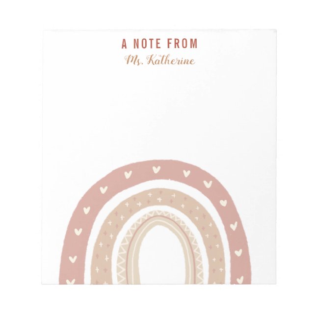 Terracotta Boho Rainbow Thank You Gift Notepad (Front)