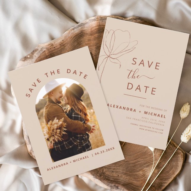 Terracotta Boho Save the Date Photo Line Art (Creator Uploaded)