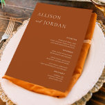 Terracotta Boho Simple Wedding Menu Cards<br><div class="desc">Elegant 5x7" Wedding Table Menu Cards Flat Menu Elegant Calligraphy Eat and Drink Wedding Menus | Simple Calligraphy Rustic Wedding Menus Wedding Menus,  Rustic Wedding Menu,  Floral Wedidng Menu,  Wedding Table Menu</div>