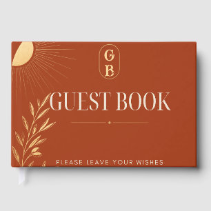 Terracotta Boho Sun Wedding Guest Book