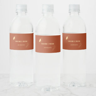 Terracotta Boho Sun Wedding Water Bottle Label