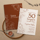 Terracotta Boho Surprise 50th Birthday Party Invitation<br><div class="desc">Floral Terracotta Boho Burnt Orange Surprise 50th Birthday Party Invitation. Minimalist modern design featuring botanical accents and typography script font. Simple floral invite card perfect for a stylish female surprise bday celebration. Can be customised to any age.</div>