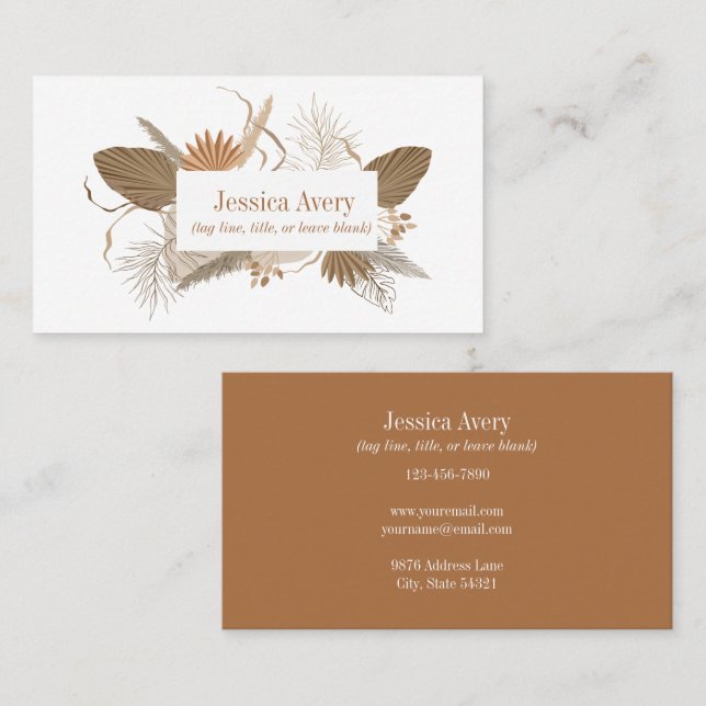 Terracotta Boho Tropical Business Card (Front/Back)