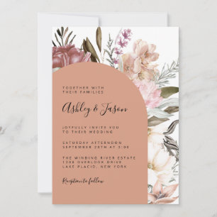 Terracotta Boho Watercolor Floral Wedding Invitation