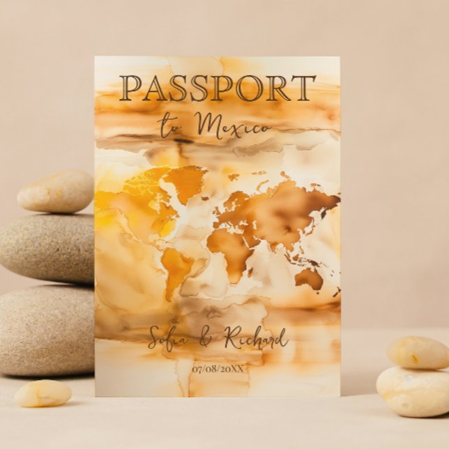 Terracotta Boho Wedding Destination Passport Map Invitation (Creator Uploaded)