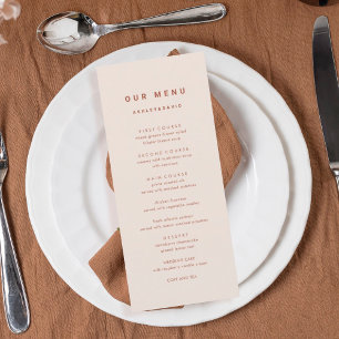 Terracotta Boho Wedding Dinner Menu Our Menu
