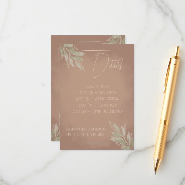 Terracotta Boho Wedding Enclosure Card (Front/Back In Situ)