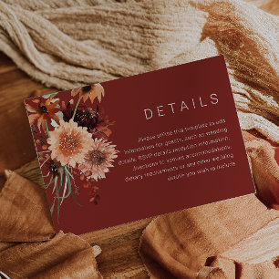 Terracotta Boho Wedding: Fall Summer Details Enclosure Card