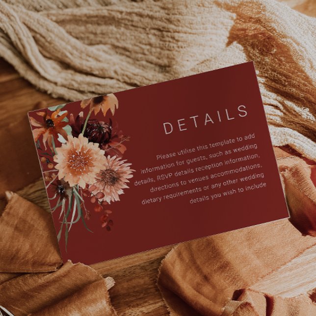 Terracotta Boho Wedding: Fall Summer Details Enclosure Card (Creator Uploaded)