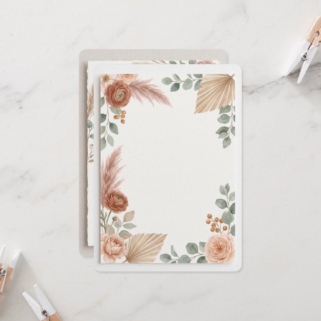 Terracotta Boho Wedding Invitation (Front/Back In Situ)