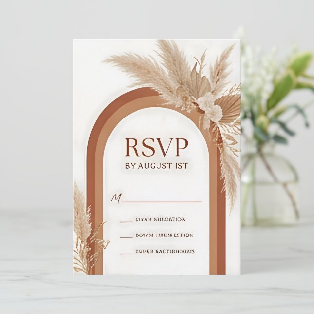 Terracotta Boho Wedding Invitation (Standing Front)