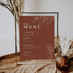 Terracotta Boho Wedding Menu with floral artwork<br><div class="desc">This menu is chraacterised by boho style,  floral artwork,  terracotta,  and beige colours,  with a mix of different font styles,  often in different sizes,  to create a unique,  eclectic look that makes these menus a natural aesthetic.</div>