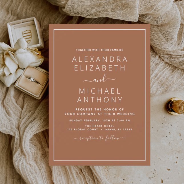 Terracotta Boho Wedding Modern Simple Invitation (Creator Uploaded)