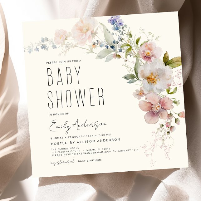 Terracotta Boho Wildflower Baby Shower Elegant Invitation (Creator Uploaded)