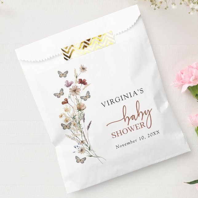 Terracotta Boho Wildflower Baby Shower Favour Bags (Terracotta Boho Wildflower Baby Shower Favor Bag with Butterflies by Painted Paperie
)