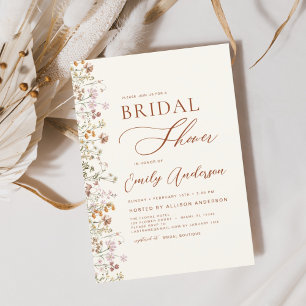 Terracotta Boho Wildflower Bridal Shower Elegant Invitation