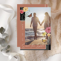 Terracotta Boho Wildflower Photo Save the Date