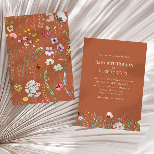 Terracotta Boho Wildflower Wedding Invitation