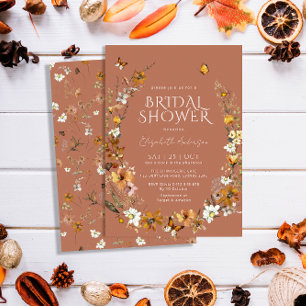 Terracotta Boho Wildflowers Bridal Shower Invitation