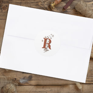 Terracotta Boho Wildflowers Wedding Envelope Classic Round Sticker