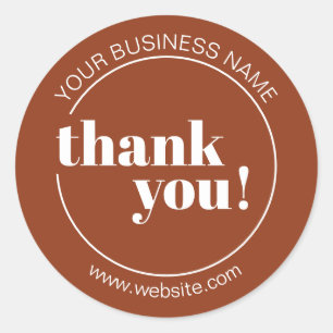 terracotta Bold Business Thank You Classic Round Sticker