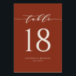 Terracotta Bold Minimalist Script Wedding Table Number<br><div class="desc">Add a boho terracotta accent to your event with these customisable table numbers cards. It features a simple calligraphy script and classic typography. Personalise by adding names,  date and table numbers. This terracotta script table number card is perfect for weddings,  bridal showers,  baby showers and so much more.</div>