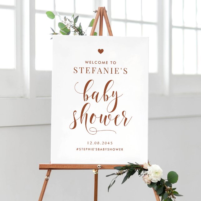 Terracotta Bold Script Baby Shower Welcome Poster (Creator Uploaded)