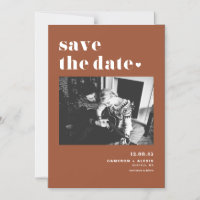 Terracotta Bold Typography Photo Save the Date