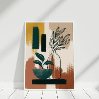 Terracotta Botanical Abstract Modern Wall Art