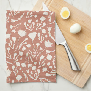 Terracotta Botanical Cottage Decor Tea Towel