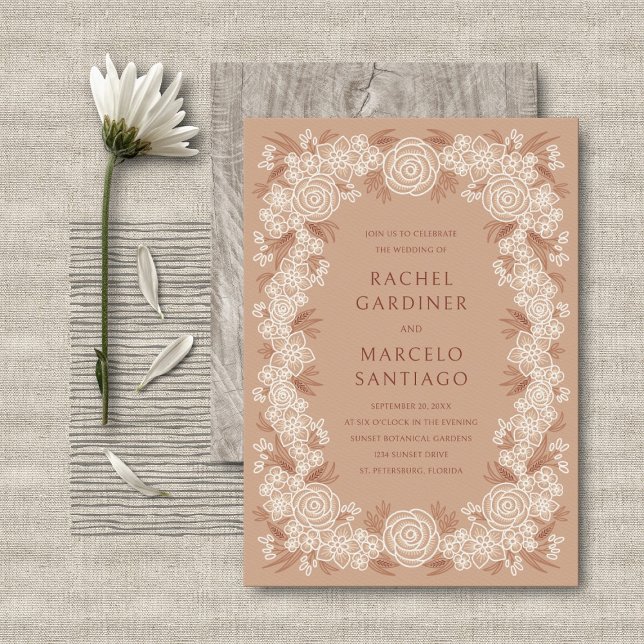Terracotta Botanical Floral Wedding Invitation (Creator Uploaded)