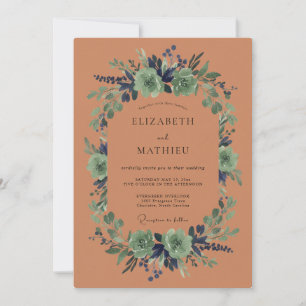 Terracotta Botanical Flourish Wedding Invitation