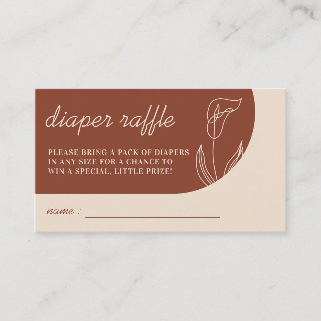 Terracotta Botanical Lily Diaper Raffles Enclosure Card (Front)