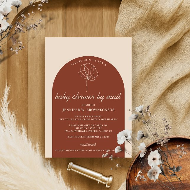 Terracotta Botanical Mail Virtual Baby Shower Invitation (Creator Uploaded)