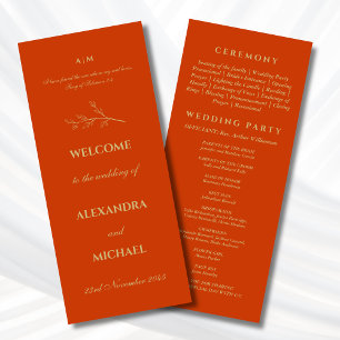Terracotta Botanical Minimalist Christian Wedding  Programme