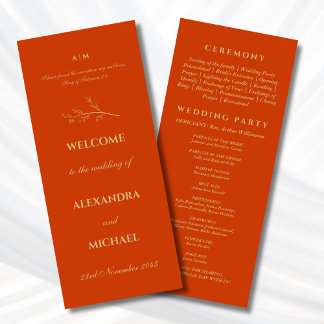 Terracotta Botanical Minimalist Christian Wedding  Programme