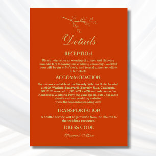 Terracotta Botanical Minimalist Wedding Details  Enclosure Card