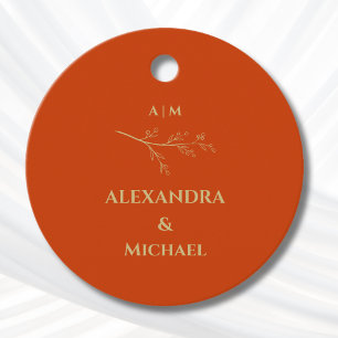 Terracotta Botanical Minimalist Wedding Thank You Favour Tags