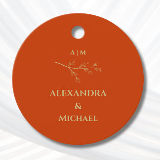 Terracotta Botanical Minimalist Wedding Thank You Favour Tags