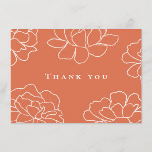Terracotta Botanical Modern Wedding Thank You Card