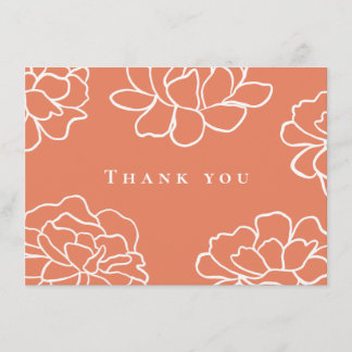 Terracotta Botanical Modern Wedding Thank You Card